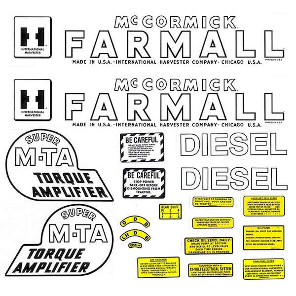 IH Farmall McCormick Super MTA Diesel Decal Set